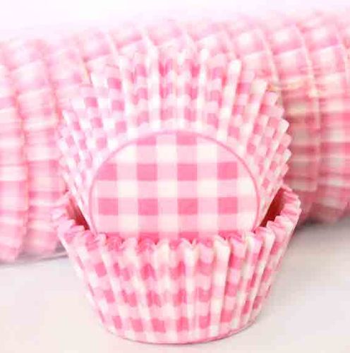 408 BAKING CUPS - PASTEL PINK GINGHAM - 500 PIECE PACK