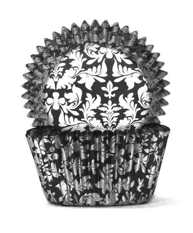 408 BAKING CUPS - BLACK/SILVER HIGH TEA - 100 PIECE PACK