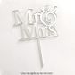 MR & MRS SILVER MIRROR ACRYLIC CAKE TOPPER