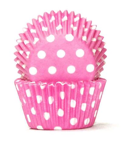 408 BAKING CUPS - PASTEL PINK POLKA DOTS - 100 PIECE PACK