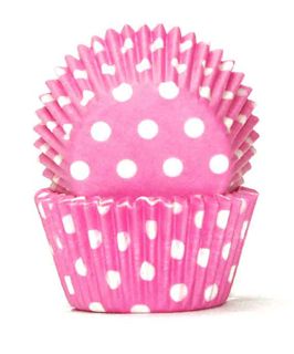 408 BAKING CUPS - PASTEL PINK POLKA DOTS - 100 PIECE PACK