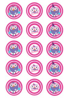 HOOTABELLE 2 INCH/5CM CUPCAKE IMAGE SHEET - 15 PER SHEET