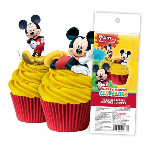 MICKEY MOUSE EDIBLE WAFER CUPCAKE TOPPERS - 16 PIECE PACK - BB 06/25