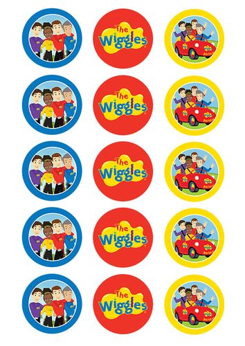 THE WIGGLES | 2 INCH/5CM CUPCAKE IMAGE SHEET - 15 PER SHEET