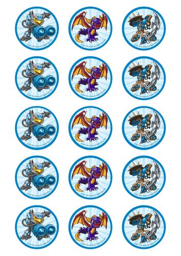 SKYLANDERS - 2 INCH/5CM CUPCAKE IMAGE SHEET - 15 PER SHEET