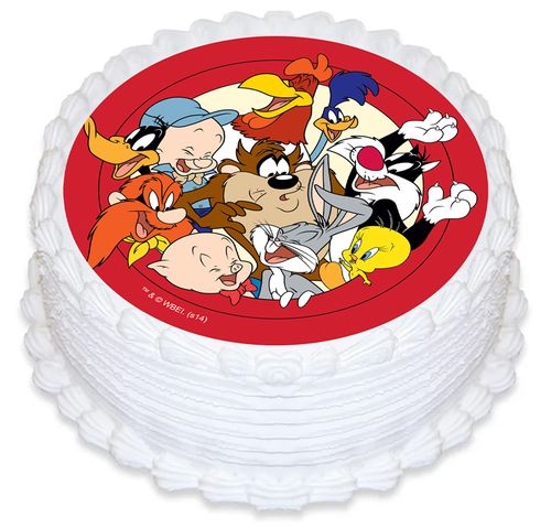 LOONEY TUNES ROUND EDIBLE ICING IMAGE - 6.3 INCH / 16CM