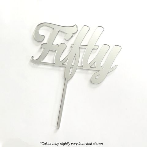 NUMBER FIFTY SILVER MIRROR ACRYLIC CAKE TOPPER