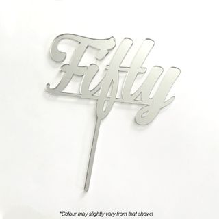 NUMBER FIFTY SILVER MIRROR ACRYLIC CAKE TOPPER