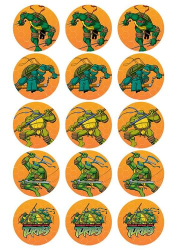 TEENAGE MUTANT NINJA TURTLES | CUPCAKE EDIBLE IMAGE SHEET | 2 INCH/5CM | 15 PER SHEET