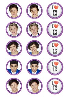 ONE DIRECTION - 2 INCH/5CM CUPCAKE IMAGE SHEET - 15 PER SHEET