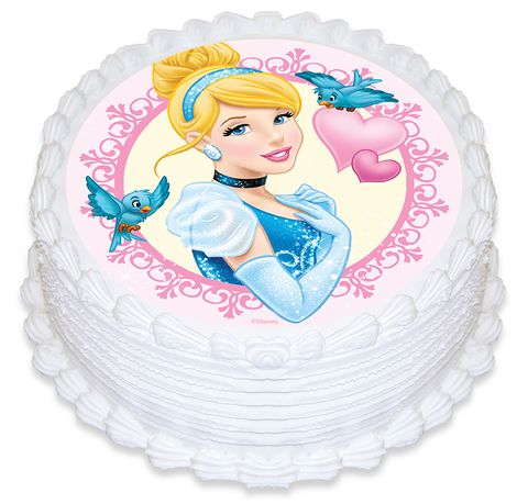 DISNEY PRINCESS - CINDERELLA ROUND EDIBLE ICING IMAGE - 6.3 INCH / 16CM