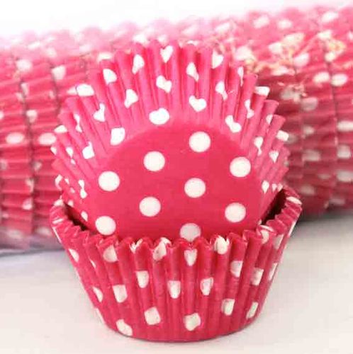 408 BAKING CUPS - HOT PINK POLKA DOTS- 500 PIECE PACK