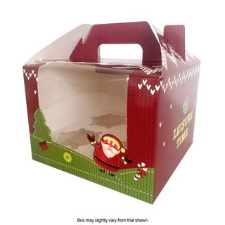 CHRISTMAS CUPCAKE BOX | 4 HOLE WITH HANDLE