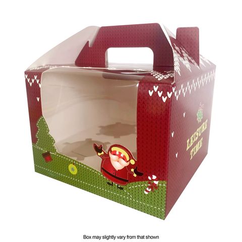 CHRISTMAS CUPCAKE BOX | 4 HOLE WITH HANDLE