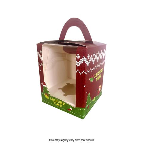 CHRISTMAS CUPCAKE BOX | 1 HOLE WITH HANDLE