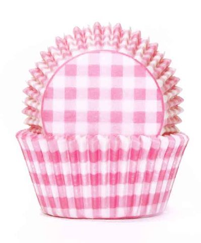 700 BAKING CUPS - PASTEL PINK GINGHAM - 100 PIECE PACK