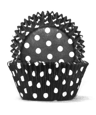 700 BAKING CUPS - BLACK POLKA DOTS - 100 PIECE PACK