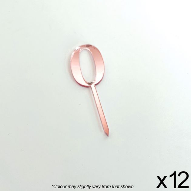 CAKE CRAFT | #0 | 3.5CM | ROSE GOLD MIRROR | ACRYLIC CUPCAKE TOPPER ...