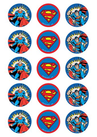 SUPERMAN - 2 INCH/5CM CUPCAKE IMAGE SHEET - 15 PER SHEET