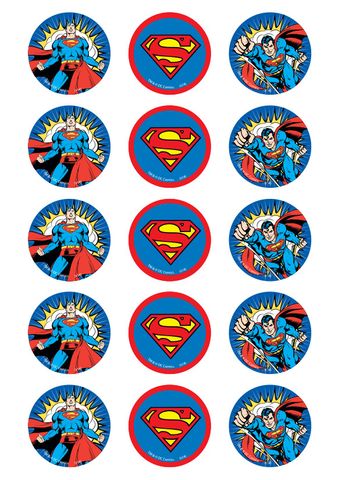 SUPERMAN - 2 INCH/5CM CUPCAKE IMAGE SHEET - 15 PER SHEET