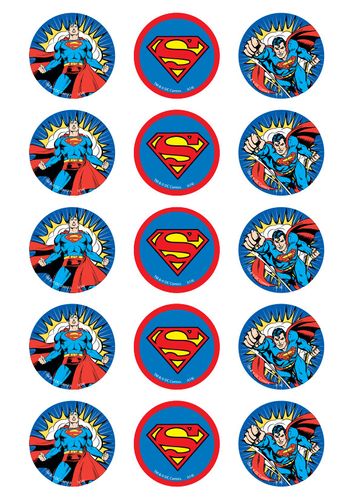 SUPERMAN - 2 INCH/5CM CUPCAKE IMAGE SHEET - 15 PER SHEET