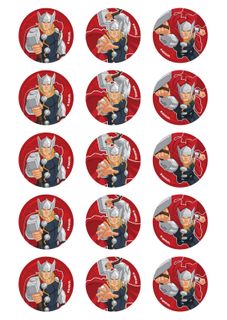 THOR - 2 INCH/5CM CUPCAKE IMAGE SHEET - 15 PER SHEET