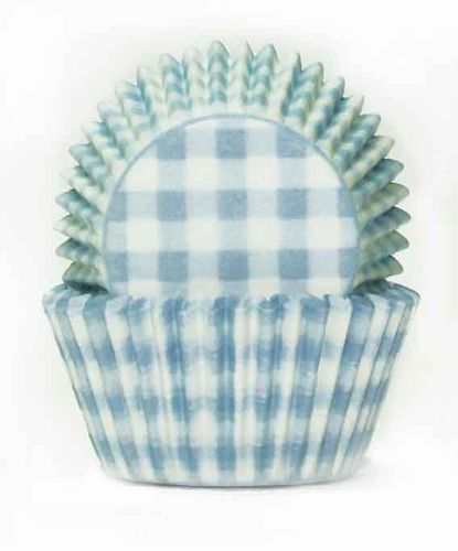 408 BAKING CUPS - PASTEL BLUE GINGHAM - 100 PIECE