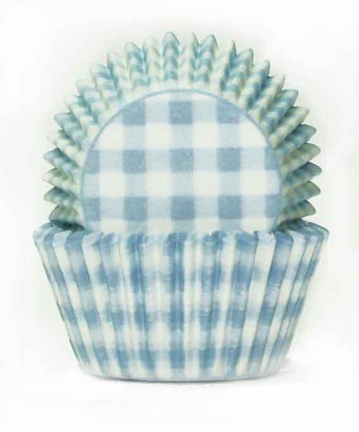 408 BAKING CUPS PASTEL BLUE GINGHAM 100 PIECE