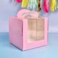 CAKE CRAFT | PINK | 6.2X6.2X5.9 INCH | TOP HANDLE WINDOW CAKE BOX | RETAIL PACK