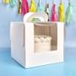 CAKE CRAFT | WHITE | 8.2X8.2X7.8 INCH | TOP HANDLE WINDOW CAKE BOX | RETAIL PACK