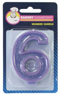 GLITTER NUMERAL CANDLE - 6 (12)
