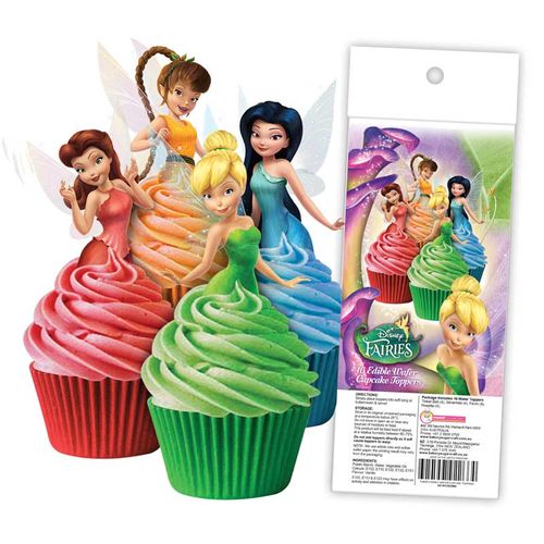 DISNEY FAIRIES EDIBLE WAFER CUPCAKE TOPPERS - 16 PIECE PACK - BB 12/25