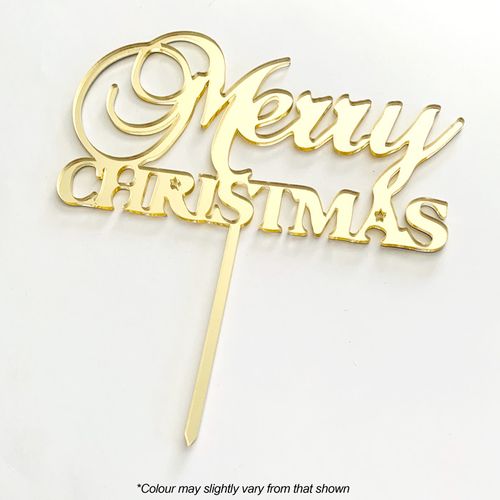 MERRY CHRISTMAS GOLD MIRROR ACRYLIC CAKE TOPPER