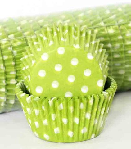 408 BAKING CUPS - LIME GREEN POLKADOT- 500 PIECE PACK