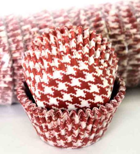 408 BAKING CUPS - RED HOUNDS TOOTH - 500 PIECE PACK