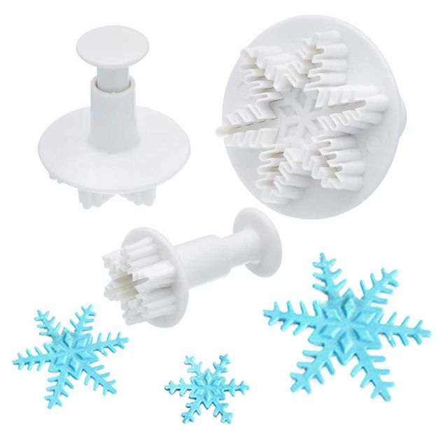 Mini Plunger Imprint Cookie / Fondant Cutters Snowflakes 4 Count 