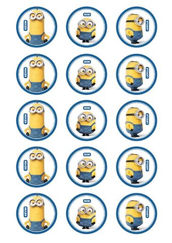 MINIONS 2 INCH/5CM CUPCAKE IMAGE SHEET - 15 PER SHEET