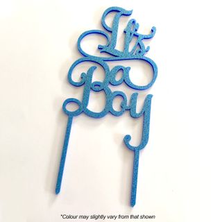 IT'S A BOY BLUE GLITTER ACRYLIC CAKE TOPPER