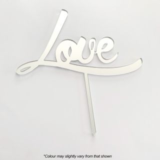 LOVE SILVER MIRROR ACRYLIC CAKE TOPPER