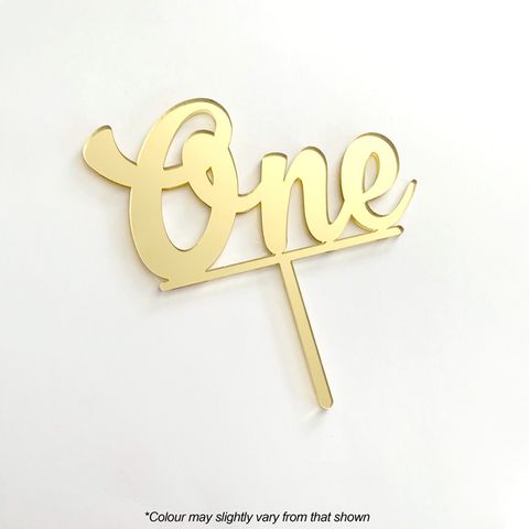 NUMBER ONE GOLD MIRROR ACRYLIC CAKE TOPPER