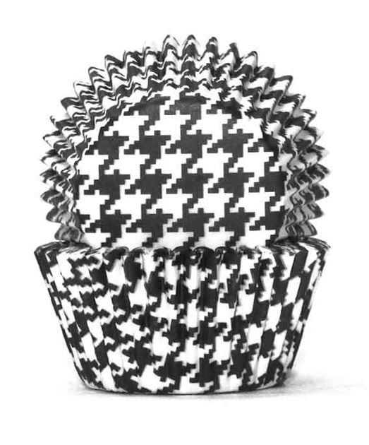 408 BAKING CUPS BLACK HOUNDS TOOTH 100 PIECE PACK