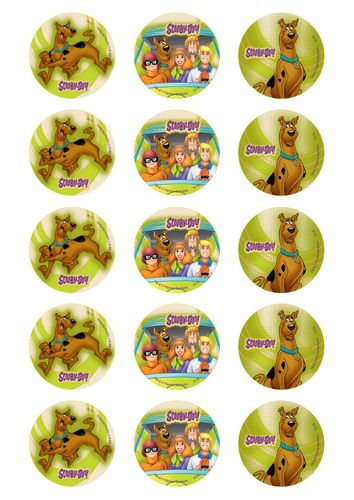 SCOOBY DOO - 2 INCH/5CM CUPCAKE IMAGE SHEET - 15 PER SHEET