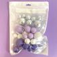 PURPLE, WHITE & SILVER | DECO FOAM BALL TOPPER | 32 PC SET