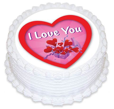I LOVE YOU ROUND EDIBLE ICING IMAGE - 6.3 INCH / 16CM