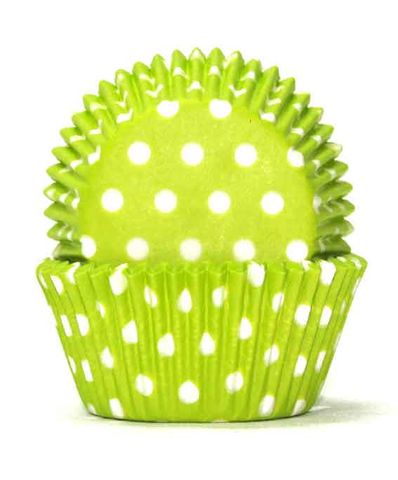 700 BAKING CUPS - LIME GREEN POLKA DOTS - 100 PIECE PACK