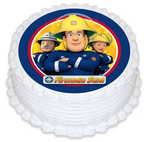 FIREMAN SAM ROUND EDIBLE ICING IMAGE - 6.3 INCH / 16CM