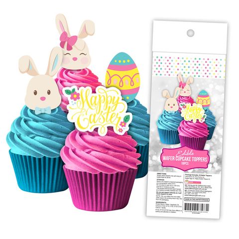 EASTER | EDIBLE WAFER CUPCAKE TOPPERS | 16 PIECE PACK - BB 06/25