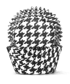 408 BAKING CUPS - BLACK HOUNDS TOOTH - 100 PIECE PACK