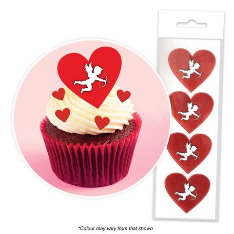 CAKE CRAFT | CUPID HEARTS | WAFER TOPPERS | PACKET OF 16 - BB 02/26