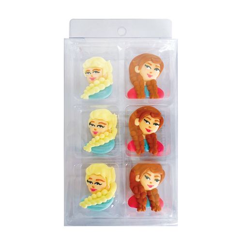 FROZEN - ELSA & ANNA FACE | SUGAR DECORATIONS | 6 PIECE PACK - BB 12/23